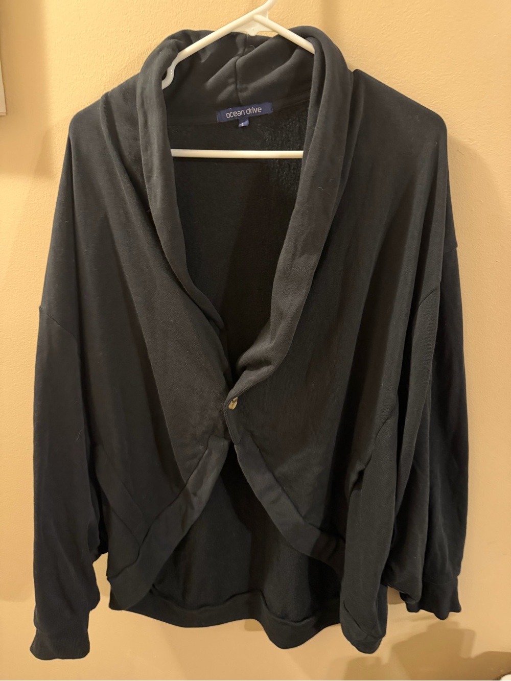 Ocean Drive Black Shawl-Collar Women's Sweatshirt size L